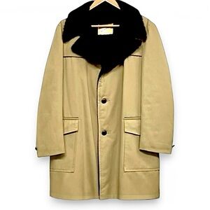 Weathercaster Vintage 70s Tan Faux Fur Lined Overcoat Men’s L Retro Winter Coat